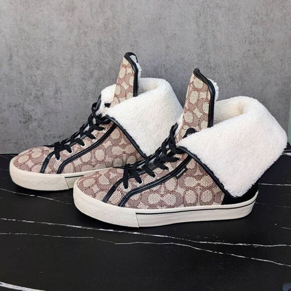 Coach Citysole Foldover High Top Platform Sneaker In Signature Jacquard - Picture 4 of 10